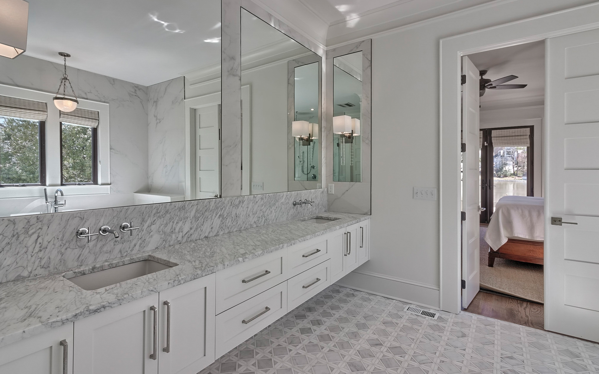 LaFaye Custom Home Builders' Gorgeous Bright & Airy Master Bath with Dual Sinks